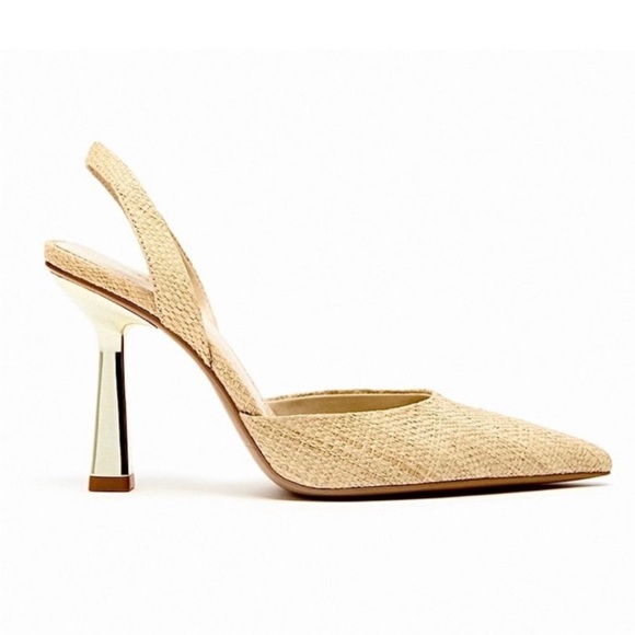 Zara Raffia Slingback Heels - Picture 2 of 3